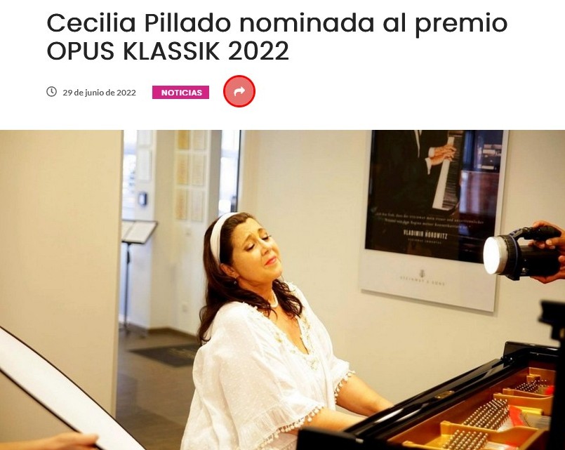 Cecilia Pillado Nominated Opus Klassik 2022